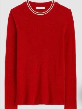 Madewell Womens Double Layered Crewneck Sweater Merino Wool-Silk Blend Red XL